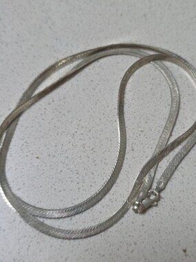 sterling silver 925 Italian long layering herringbone snake chain necklace 12 in
